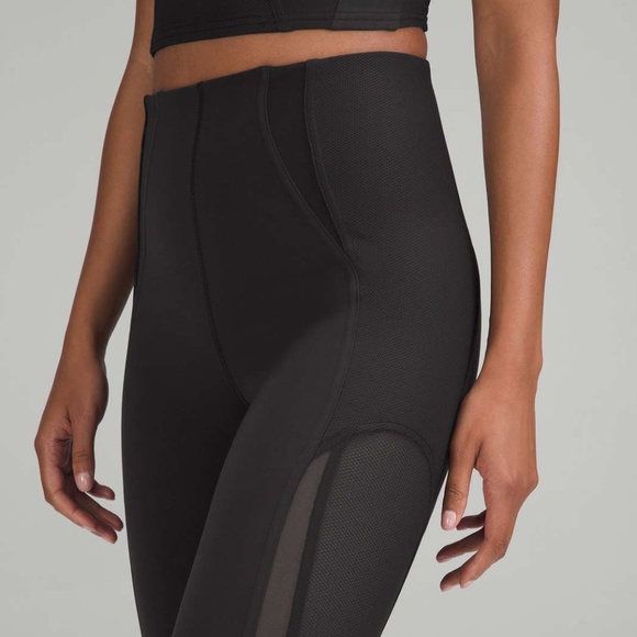 Everlux & Mesh High-Neck Bra & High-Rise Training Tight Leggings Black Set US 4 - Picture 3 of 4